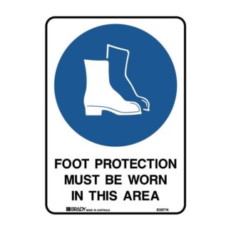 Sign - Metal 'Foot Protection Must Be Worn In This Area' 300mm x 450mm